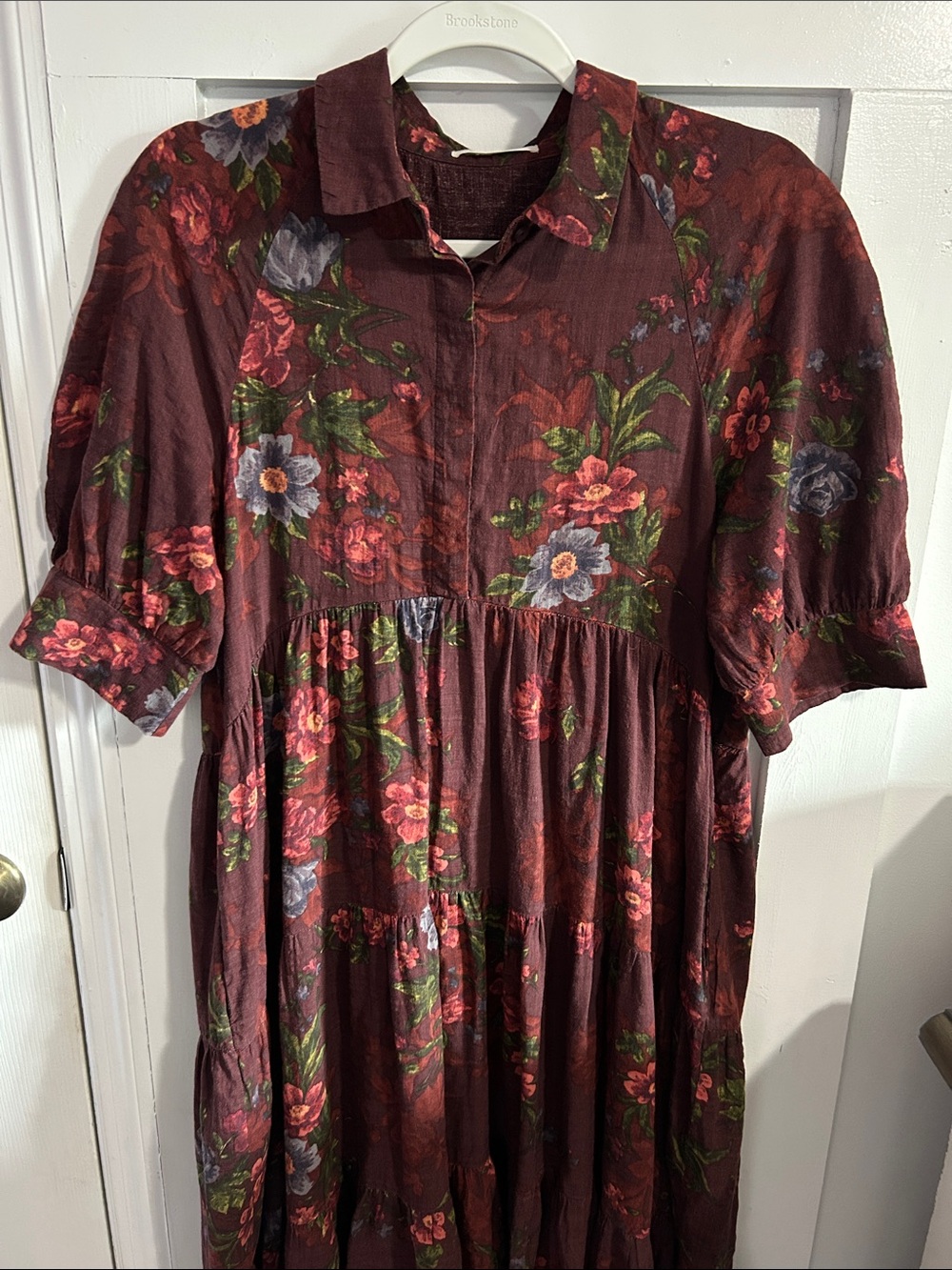 Natural Life Rebecca Burgundy Floral Tiered Boho Maxi Dress Size Small - Picture 3 of 9